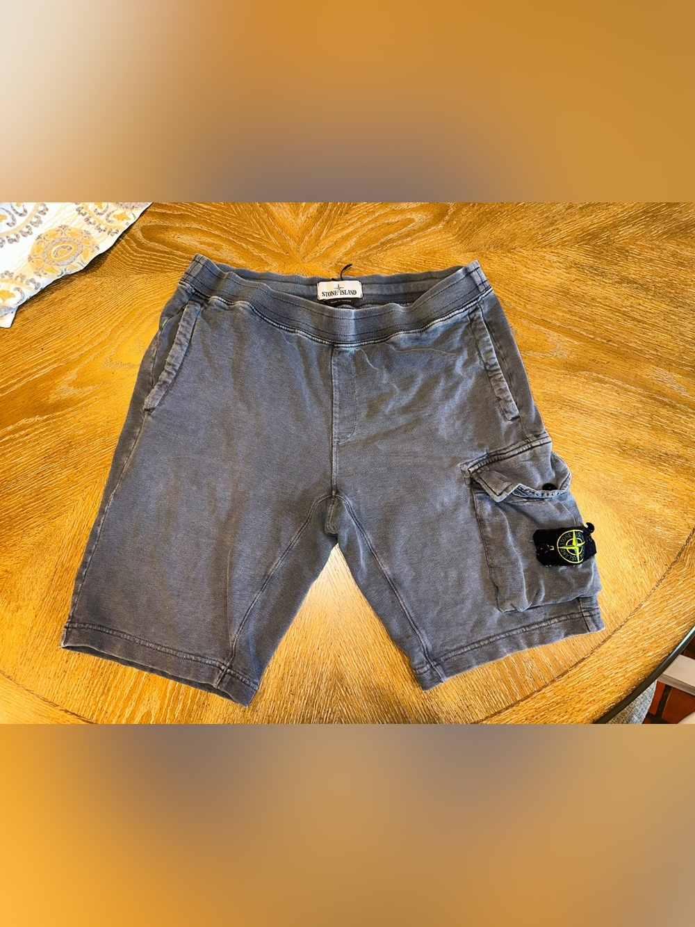 Stone Island Men's Washed Slate Cargo Shorts 100% Cotton